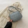 Plissado bordado bolsa feminina Nova 2024 Moda PU couro bolsa de ombro bolsa pequena bolsa crossbody cor sólida estilo ocidental bolsa quadrada pequena