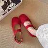 Sapatos Mary Jane femininos retrô em camurça com uma única tira, novos sapatos baixos de balé de verão 2026, sapatos baixos de corte raso