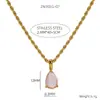 Colar Corrente Torcida 2mm Cruzada com Pingente Gota d'Água, Simples e Luxuoso Aço Inoxidável Banhado a Ouro 18K Colar Feminino Ouro 18K