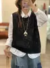 Otoño 2026 Nuevo Chaleco de Punto Calado de Hilo de Algodón Vintage de Cuello Redondo Versátil Holgado Casual para Mujer