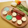 Sello de lacre de fuego saludos elegantes 12 sellos individuales de lacre de fuego vintage opcionales al por mayor Mango de madera de sauce + Cabezal de cobre