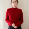 Suéter de Caxemira com Ponto Ingot, Gola Meia-Alta de Doze Pontos, Design de Moda, Novo Suéter Pulôver Confortável e Quente para Mulheres Outono e Inverno