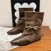 Botas Femininas Estilo Coreano Camurça Retro Cadarço Salto Bloco 2026 Novo Estilo Inverno Aumento de Altura Patchwork Versátil Moda