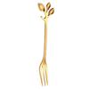 Tenedores de Fruta de Acero Inoxidable Transfronterizos, Cucharas de Hoja, Cucharas de Postre y Café de Acero Inoxidable Creativas Doradas, Vajilla de Souvenir