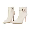 Botas de tacón alto de aguja para mujer, tallas 35-41, estilo europeo y americano, botas Martin de punta para mujer para otoño e invierno, suela de goma suave, cremallera lateral, color liso
