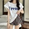 Camiseta Coreana de Verano Wubixie para Mujer, Holgada, Manga Corta, Tallas Grandes, Casual Retro, Cuello Redondo, Camiseta Básica, Venta al por Mayor de una Pieza