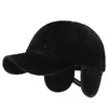 Novo Chapéu de Bico de Pato Masculino de Inverno à Prova de Vento com Forro de Veludo Quente, Chapéu de Beisebol Espesso com Proteção para Orelhas de Pelo de Vison para Homens de Meia-Idade e Idosos