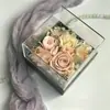 Caja de Embalaje Caja de Regalo Florero de Espejo Acrílico Caja de Regalo para el Día de San Valentín Caja de Arte de Flores de Rosa Caja Cuadrada de Flores Eternas