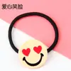 Estilo Comutador Moderno e Simples Faixa de Cabelo Preta de Alta Elasticidade Corda para Rabo de Cavalo Amarela com Acessórios de Sorriso Elástico de Borracha Acessórios de Cabelo