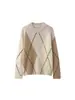 Comercio Exterior Transfronterizo Otoño e Invierno 2025 Moda Europea y Americana Elegante Ropa para Mujer, Suéter de Punto de Moda con Patrón de Diamantes