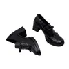 Mocassins de Salto Alto para Mulheres 2026 Novo Estilo, Sapatos de Salto Bloco para Mulheres Baixas, Sapatos JK de Couro Pretos Versáteis de Calçar