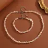 Cadena de Clavícula con Perlas de Cristal Rosa Colorido Estilo Princesa Brillante Diseño de Nicho Ins Pulsera Versátil Collar