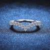 Anillo de plata esterlina S925 para mujer con moissanita de color D y diamantes Seiko en forma de V, anillo de cola con 78 diamantes Mossan