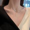 Collar Largo de Plata 925 con Diamante Flash de Doble Capa Diseño Simple Sensación Temperamento Cadena para Clavícula de Mujer