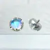 Pendientes de Aleación de Titanio Astmf-136 con Borde de Diente de Piedra Lunar Pendientes de Titanio G23 con Piedra Lunar Perforación Joyería para Perforación Cabeza