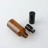 Botella de aceite marrón de 5-100 ml con pulsador, botella de spray de aceite anodizado, botella de vidrio vacía embotellada, rocío puro