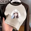 Blusa Térmica de Fleece para Meninas Outono Inverno 2026 Nova Blusa Escovada Infantil Roupa Íntima Camiseta Raglan de Manga Longa Outono Inverno