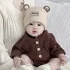 Touca para Bebê para Outono e Inverno, Touca com Proteção para Fontanela de Recém-Nascido, Touca de Tricô Quente de Algodão Puro Fofa para Bebês
