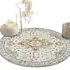 Alfombra Redonda Persa Vintage Transfronteriza para Piso, Alfombra de Sala de Estar, Alfombra Decorativa Redonda para Mesita de Noche de Dormitorio, Alfombra para Mesa de Centro de Sofá, En Stock
