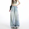 Jeans de trabajo juveniles color naranja # Verano, multibolsillos, pierna ancha, para mujer, tiro alto, holgados, adelgazantes, fluidos, versátiles, largos hasta el suelo, modernos