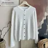 Cárdigan de punto blanco hilo coreado bordado trenzado suave y pegajoso top para mujer otoño e invierno nuevo casual versátil chaqueta top