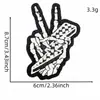 Patch de Bordado Punk Caveira Mão Raio Cruzada Patch Bordado Gesto V Acessórios para Roupas Patch Termocolante