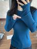 Camiseta Básica de Tricô Verde Abacate com Gola Redonda para Mulheres, Estilo Outono e Inverno, Camada Interna Elegante, Top Quente e que Afina