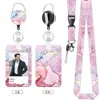 Porta Credencial de Trabajo con Patrón de Mármol, Cordón, Correa para el Cuello, Clip Retráctil, Insignia de Empleado UV, Porta Tarjeta de Identificación, Porta Tarjeta de Autobús
