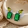 Jing Xu Aretes y Collar de Plata de Ley S925 con Piedra Preciosa Esmeralda Moda Simple Joyería de Gama Alta Set para el Día de la Madre