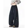 Calça Esportiva Casual Plus Size Bordada Masculina Tamanho Grande Retro Outono Marca da Moda Tie-Dye Tamanho Americano Solta Reta Perna Larga