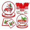 Nuevo Muñeco de Nieve Navideño Árbol de Navidad Coche Juego de Vajilla Desechable Decoración de Fiesta Juego de Platos de Papel Desechables