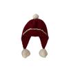 Chapéu de Proteção para Ouvido de Bebê Estilo Outono e Inverno Chapéu Pulôver com Duas Bolas de Pelo Chapéu de Tricô Quente de Inverno para Bebê Menina