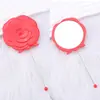 Espejo Pequeño de Flor Rosa Retro Estilo Europeo con Cuentas DIY, Espejo de Maquillaje de Belleza, Espejo de Mango, Espejo Portátil para Retoques de Maquillaje
