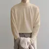 Ropa interior térmica para hombre hecha de tela DeRong, casual y moderna, camiseta base de forro polar por ambos lados, camiseta de manga larga con cuello semialto para otoño e invierno para hombre
