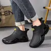 Botas de Chuva Curtas Antiderrapantes Masculinas à Prova d'Água Botas para Motociclista e Entregador Resistentes ao Desgaste Solado Grosso Casual para Caminhada Pesca Calçados de Borracha