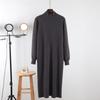 Suéter de Punto Otoño e Invierno Falda Larga para Mujer Estilo Hong Kong Nuevo Sobre la Rodilla Holgado Estilo Lazy Versión Limpia Cuello Alto Vestido Línea A