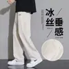 Pantalones Casuales de Verano para Hombre, Pantalones Finos de Pierna Ancha de Seda Helada, Nuevos Pantalones Sueltos de Verano 2026 Finos y Modernos para Hombre
