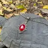 Nuevo collar gótico de cristal rubí de comercio exterior transfronterizo cadena doble de plata antigua collar de vampiro para mujer
