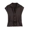 Fabricantes Mayoristas de Ropa para Mujer Transfronteriza Moda Casual de Estilo Europeo y Americano Camisas Holgadas de Manga Corta con Cinturón 2026