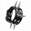 Conjunto de 6 pulseiras longas de couro PU com rebites em estilo punk gótico europeu e americano, com fileira dupla de detalhes.