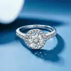 Anillo de Moissanita Set de Anillos Apilables de Plata de Ley S925 Anillo de Moissanita Plateado