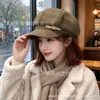 2026 Nuevo Sombrero Octagonal Chic Francés para Mujer Otoño Invierno Tejido de Gofre Para Adelgazar la Cara Gorra de Boina Gorra Corta de Ala Ajustable