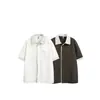 Ace Verano Nuevo Estilo Estilo Hong Kong Yuppie Camisa de Manga Corta para Hombre Holgada Rayas Patchwork Falsa de Dos Piezas Camisa Hc2718