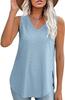 Amazon Europeo y Americano transfronterizo en stock 2024 primavera y verano nuevo color sólido cuello en V abertura camiseta chaleco para mujer