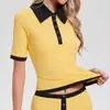 2026 Nova Camisa Polo Esportiva de Manga Curta com Gola, Camiseta Casual Esportiva de Manga Média para Yoga Fitness