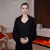 2026 Nuevo Otoño-Invierno Mezcla de Lana Moda Estilo Perezoso Chal Femenino, Versátil y Elegante en Color Sólido