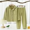 Pijamas Derong Pijamas para Niños y Niñas Nuevo Otoño e Invierno Conjunto de Dos Piezas de Manga Larga Ropa para el Hogar con Solapa para Niños y Niñas