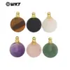 WT-P1982 Piedra Multicolor Amatista Obsidiana Gema Diseño de Frasco de Perfume Colgante Redondo Accesorios de Joyería