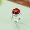 Yilu plata S925 plata esterlina ámbar de sangre vintage retro simple patrón auspicioso anillo redondo elegante combinable anillo abierto