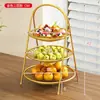 Plato de frutas para el hogar, sala de estar, mesa de café, multicapa, lujo ligero, cesta de frutas de alta gama, dulces, pasteles, frutas secas, exhibición de bocadillos, estante de almacenamiento